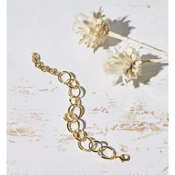 NEW BaYou with Love Large Oval Chain Bracelet Adjustable 14k Gold Plated - Picture 2 of 8